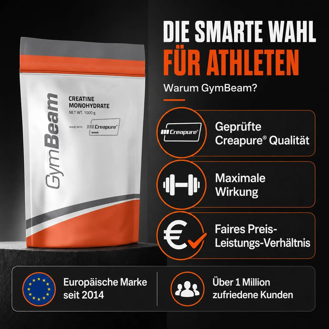 GymBeam Creapure Creatin Pulver 250g Neutral
