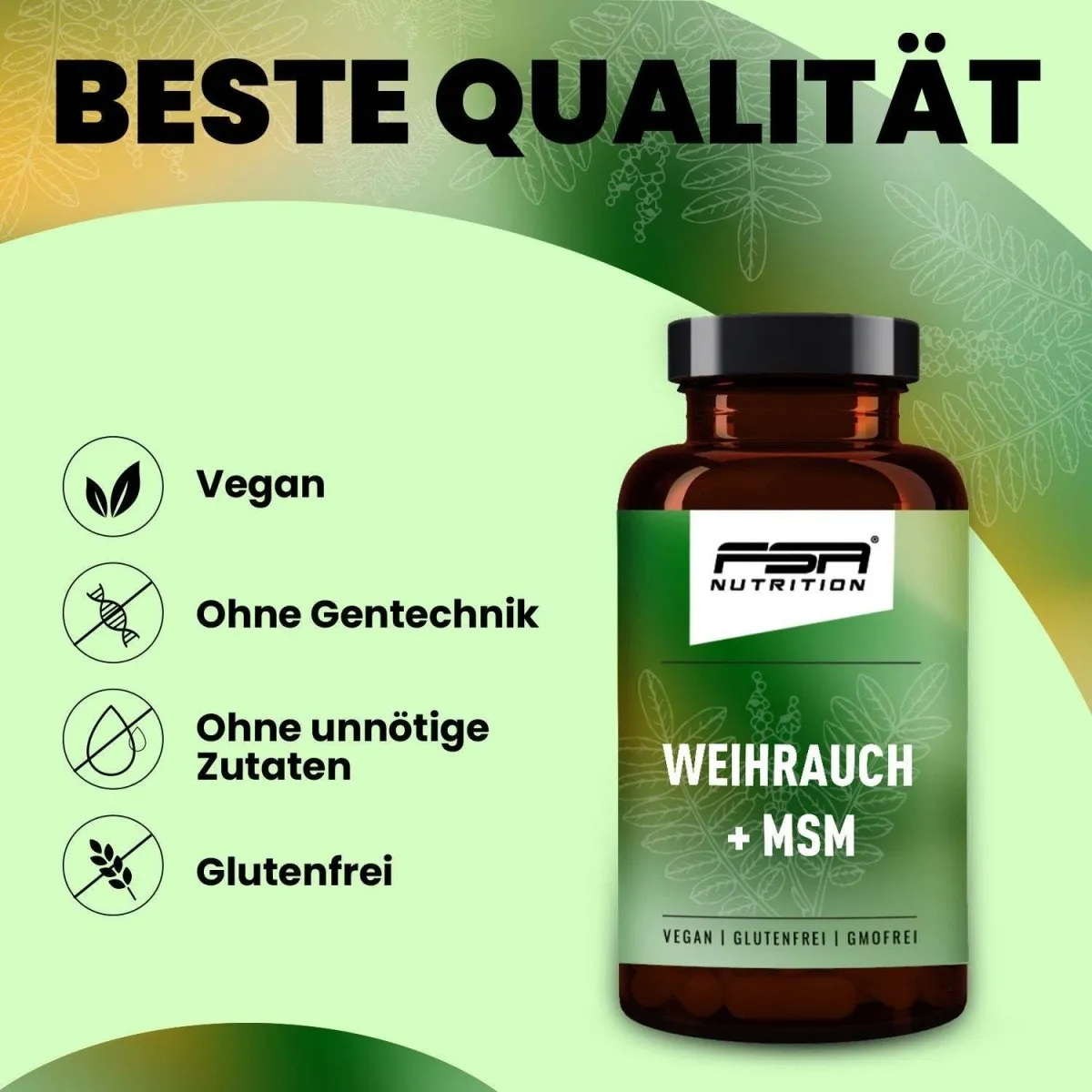 FSA Nutrition Weihrauch MSM Kapseln hochdosiert mit 800 mg