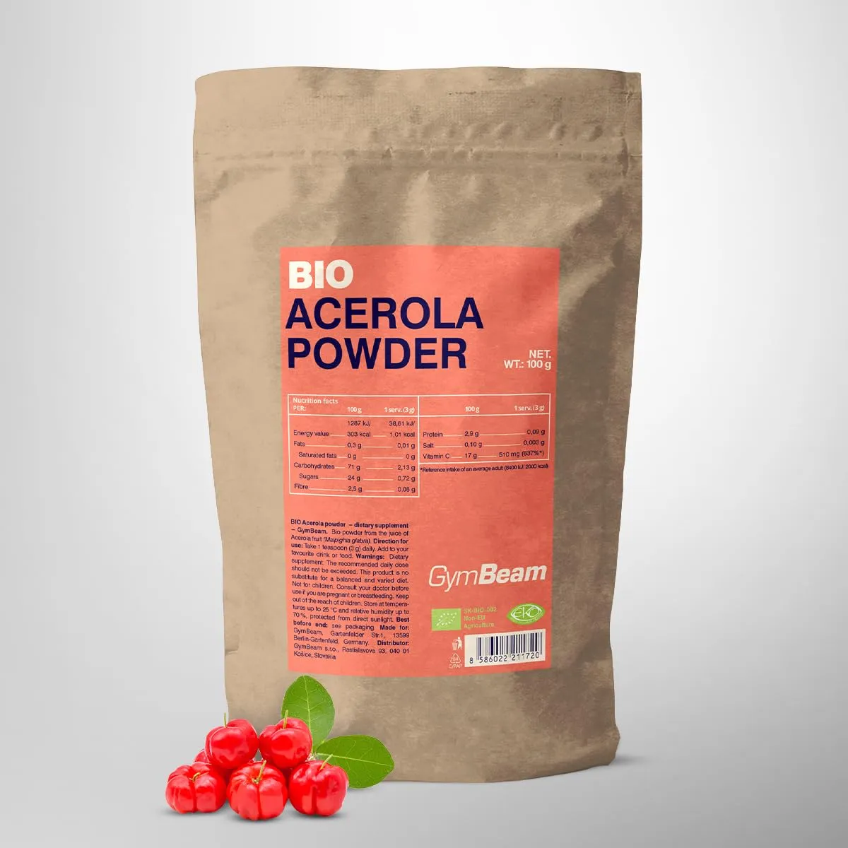 GymBeam Bio Acerola Pulver 100 g Vitamin C