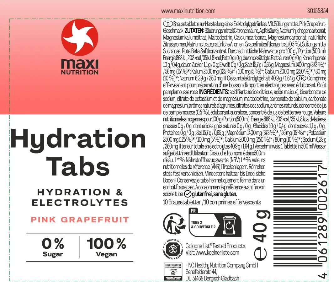 MaxiNutrition Hydration Tabs Pink Grapefruit zuckerfrei