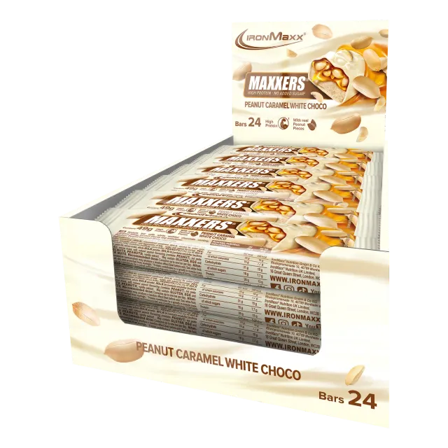 IronMaxx Maxxers White Choc Peanut Caramel Riegel 24x49g