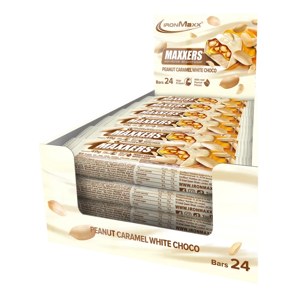 IronMaxx Maxxers White Choc Peanut Caramel Riegel 24x49g