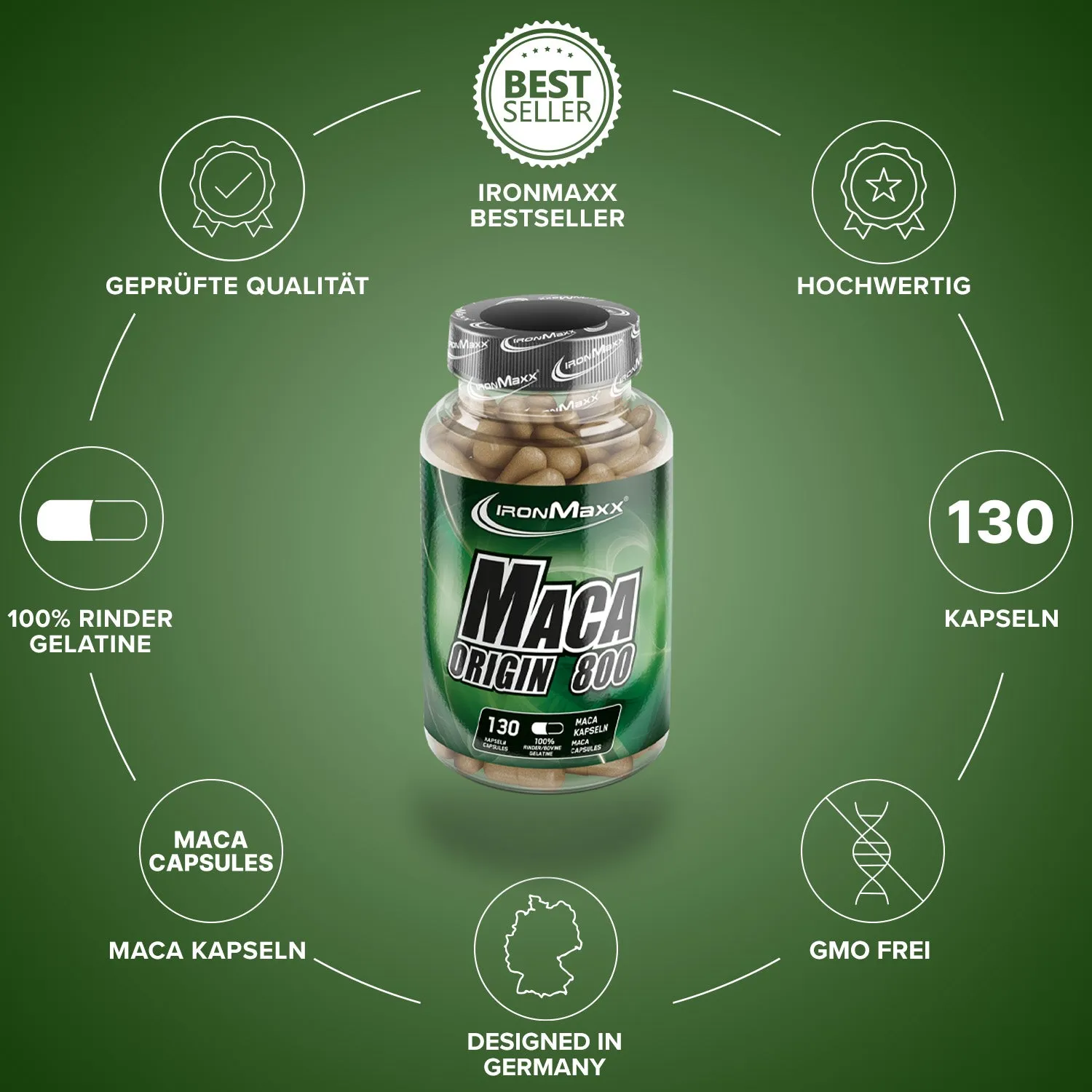 IronMaxx Maca Origin 800 Kapseln 130 Stk