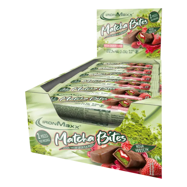 IronMaxx Matcha Bites Proteinriegel Matcha-Strawberry 24x46g