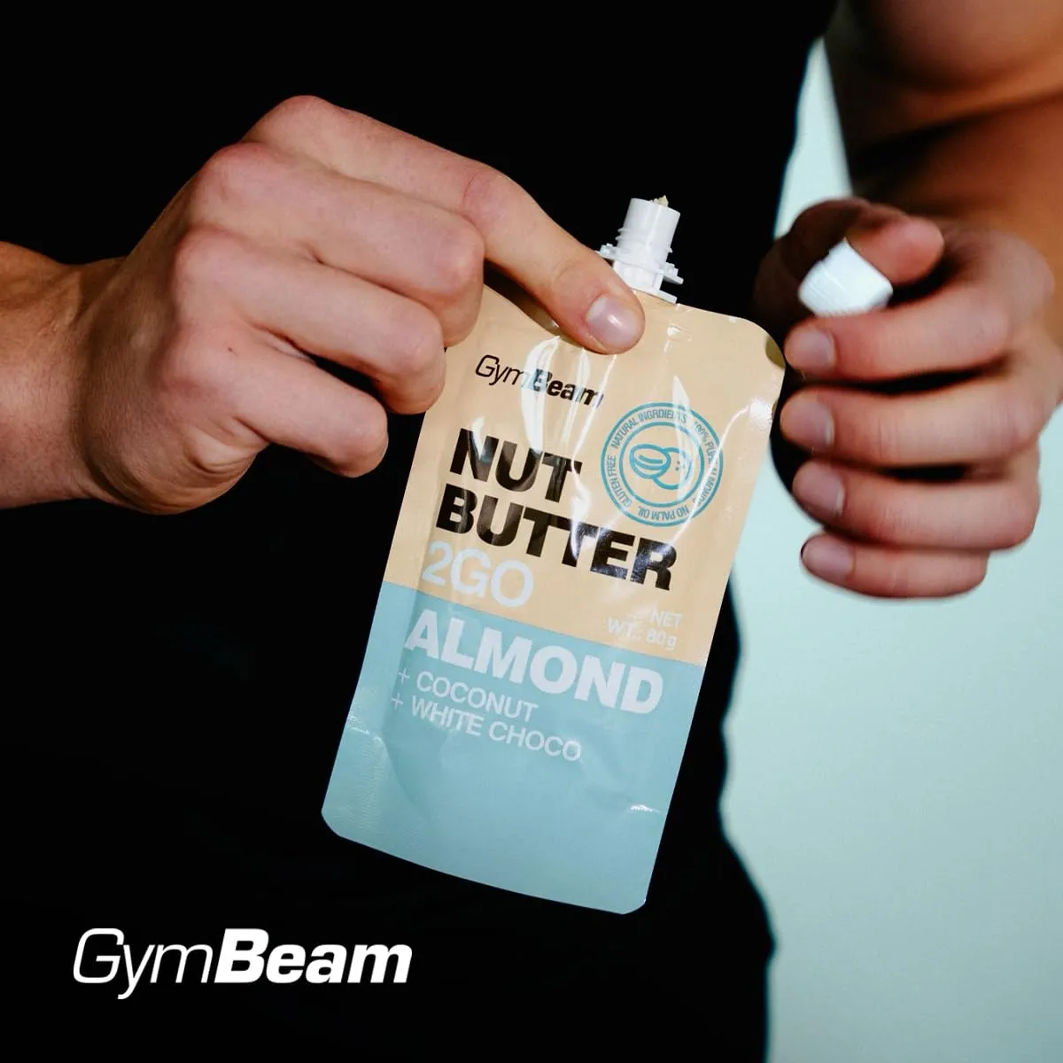 GymBeam 2GO Mandelbutter Kokos Mandelmus 45g weiße Schokolade
