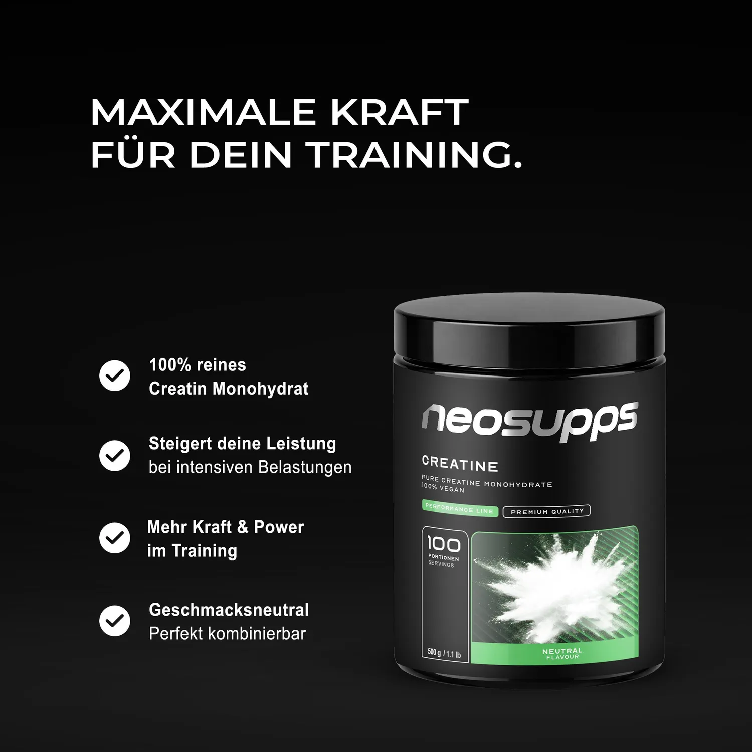 Neosupps Creatine Monohydrate Kreatinpulver 500g pur