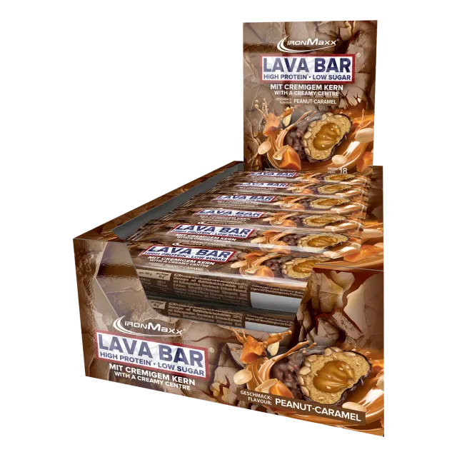 IronMaxx Lava Bar Proteinriegel Peanut Caramel 18x40g Low Sugar