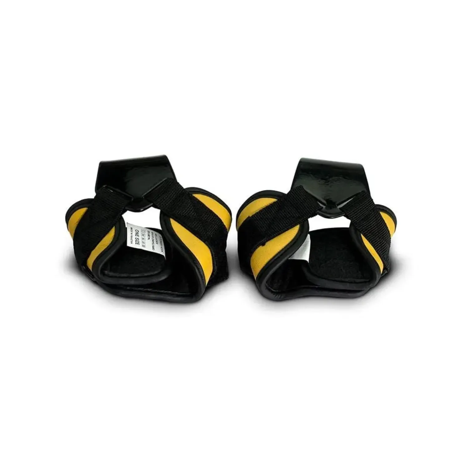 GymBeam Zughilfen mit Haken Leder Schwarz-Gelb