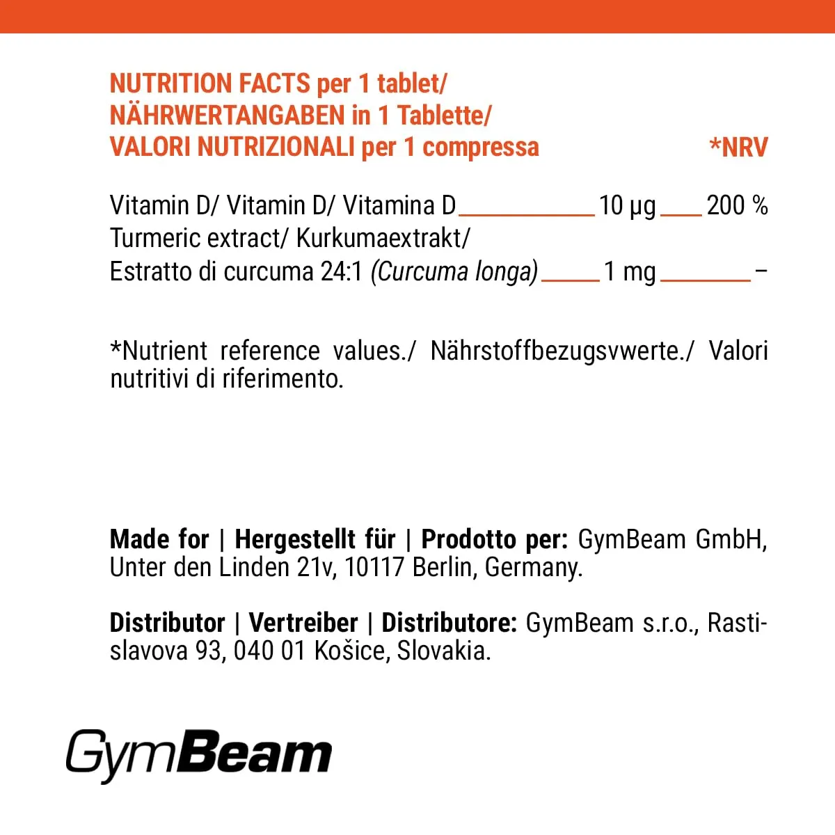 GymBeam Vitamin D3 Kinder Kautabletten 120 Tabs Orange