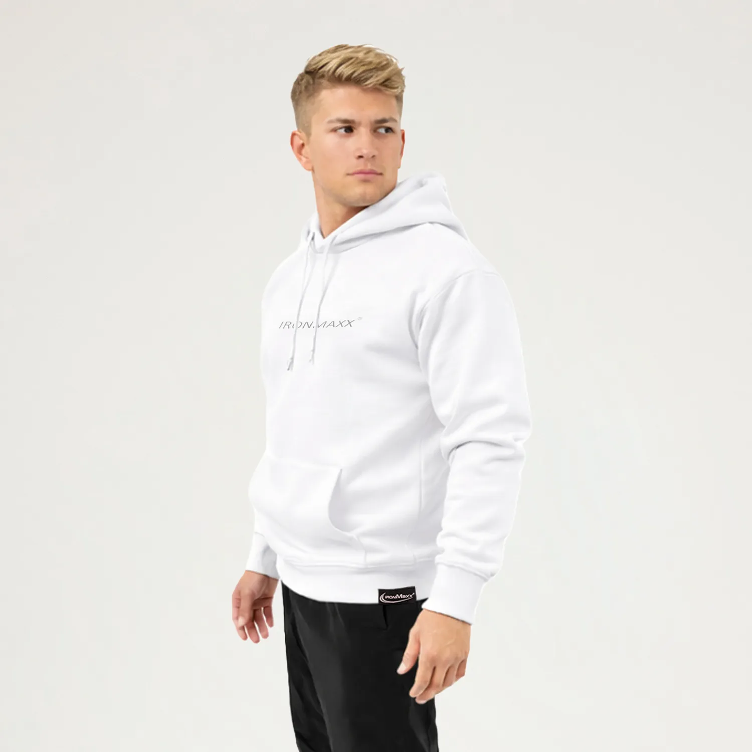 IronMaxx Hoodie Weiß Unisex S Oversized aus Baumwolle