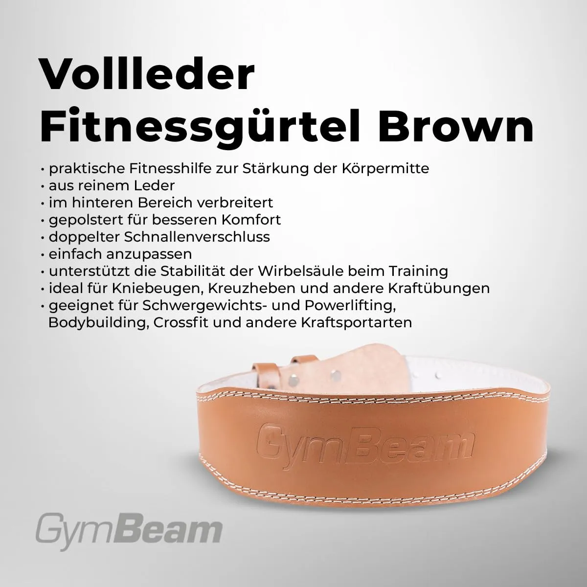 GymBeam Gewichthebergürtel Vollleder Doppelschnalle stabil