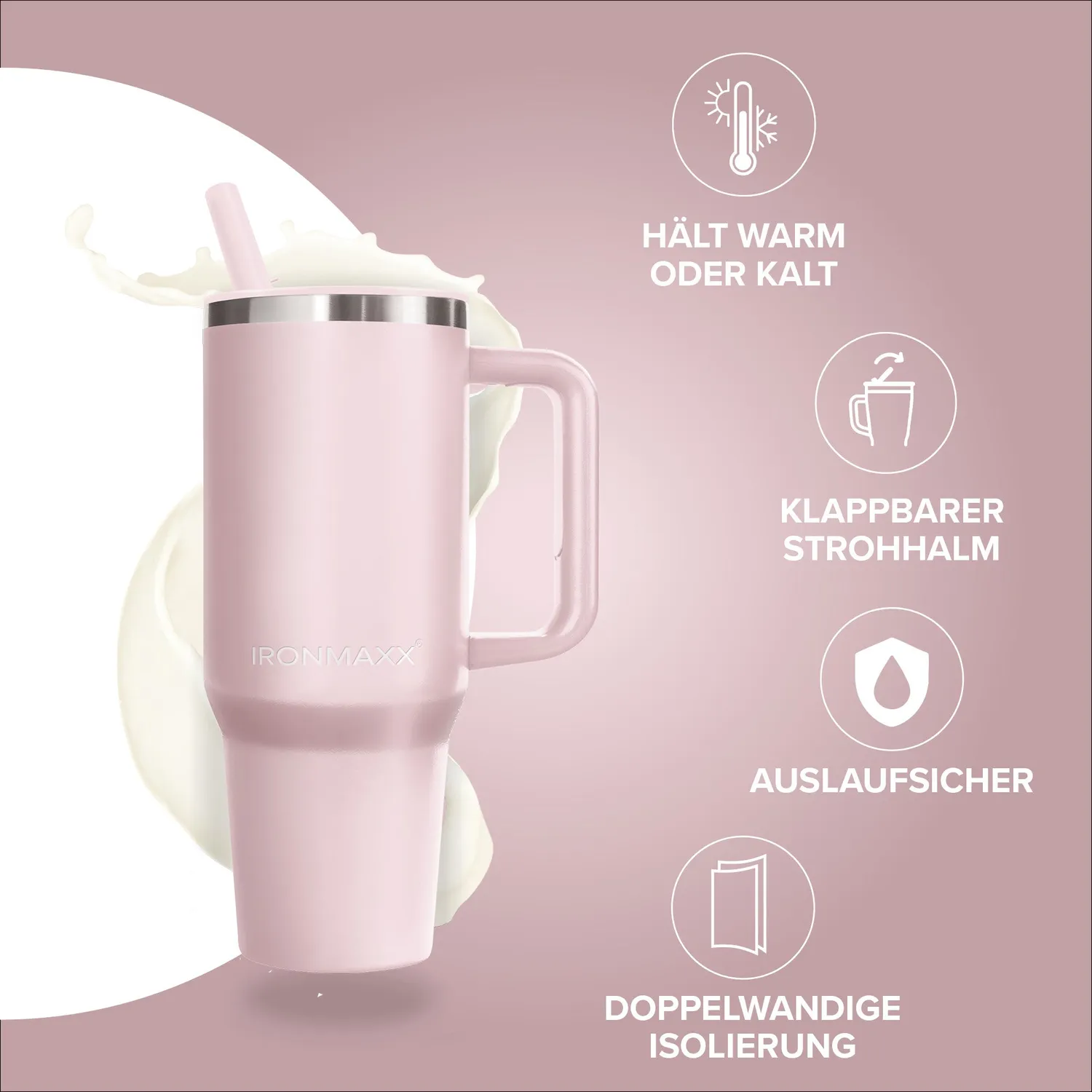 IronMaxx Cup V4.0 Trinkbecher 1200ml Rose