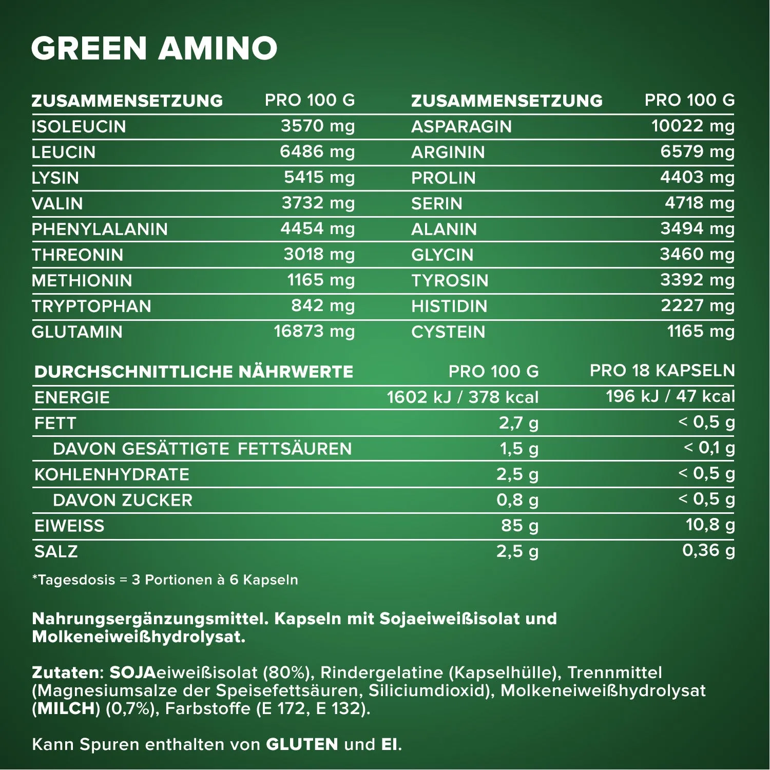 IronMaxx Green Amino Kapseln 550 Stück EAA