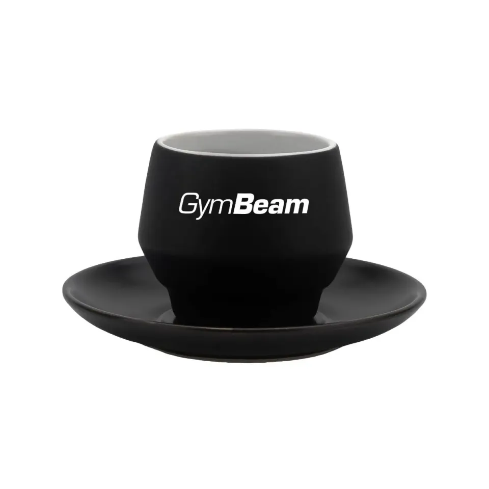GymBeam Cappuccino Tasse Keramiktasse matt mit Untertasse