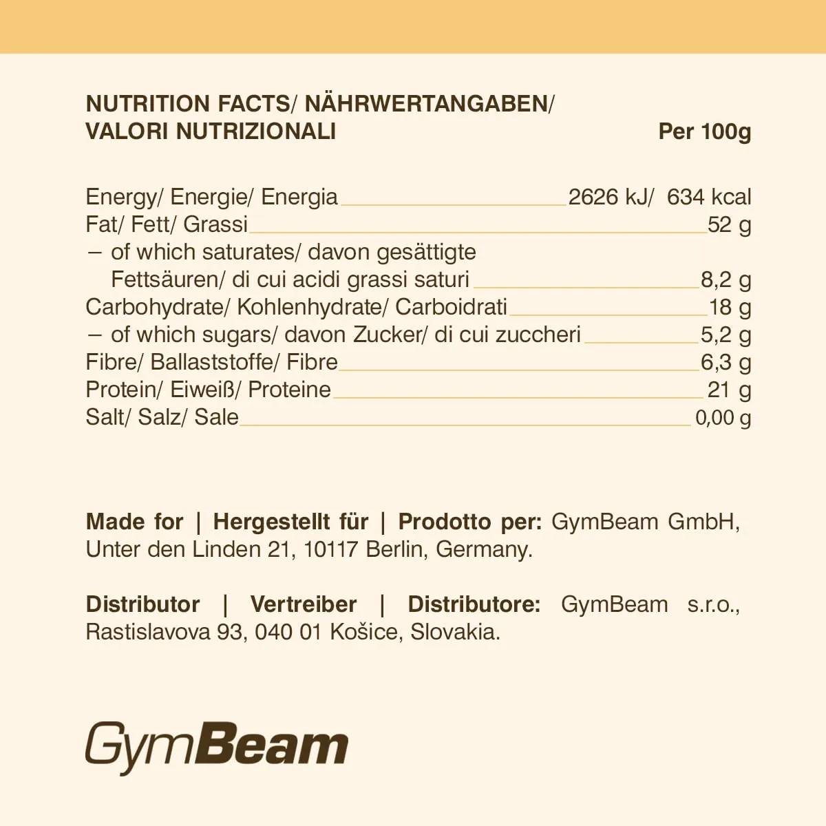 GymBeam Cashewbutter Cashewmus 340 g 100 %
