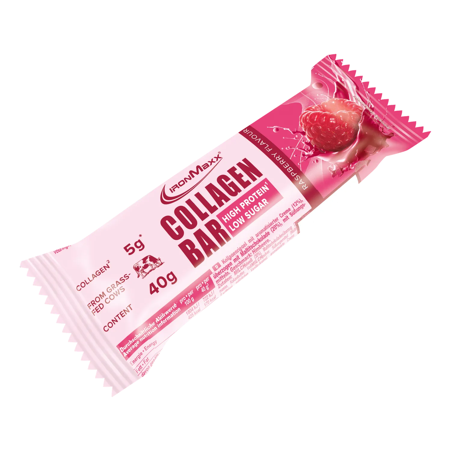IronMaxx Collagen Bar Proteinriegel Raspberry 12x40g zuckerarm