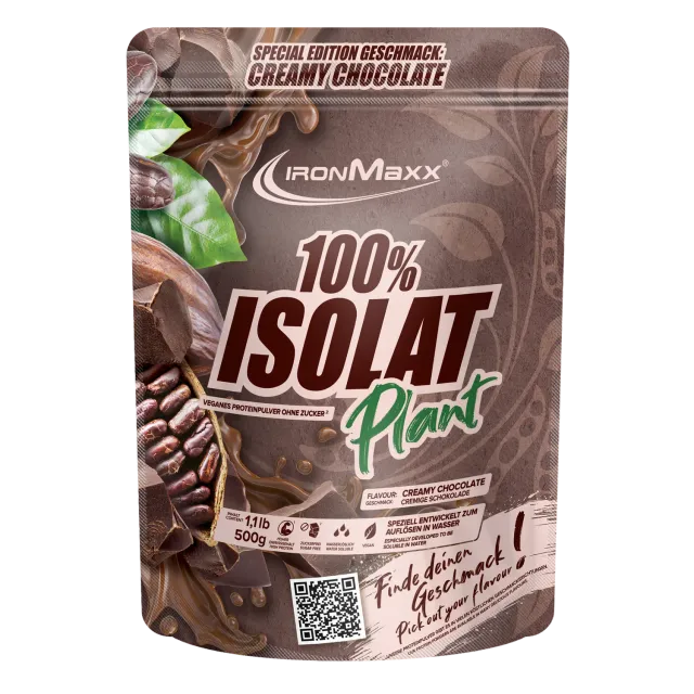 IronMaxx 100% Isolat Plant Proteinpulver 500g Chocolate vegan
